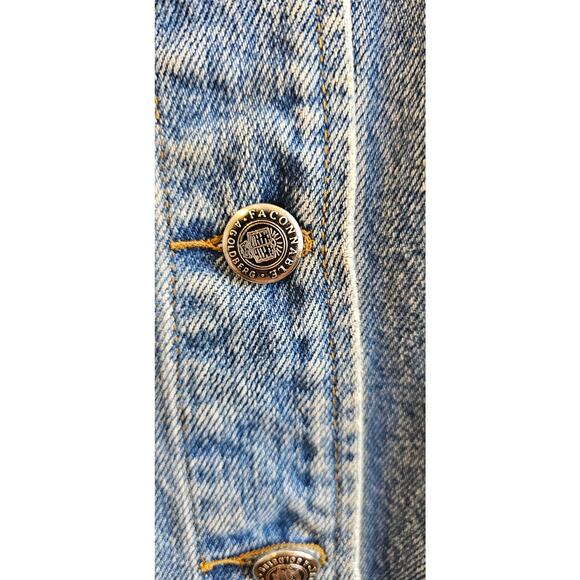 Vintage Faconnable Western Tapered Denim‎ Jacket Women Medium Light Wash - Picture 2 of 5